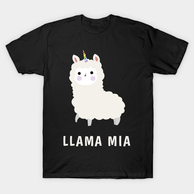 Llama Mia Llamacorn Unicorn Rainbow T-Shirt by DesIndie